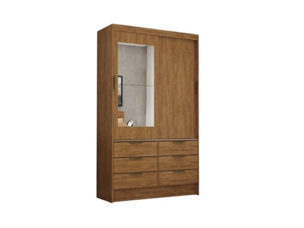 Guarda-Roupa Sevilha c/ espelho 2 portas e 6 gavetas – Cinamomo