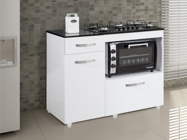 Balcão Violeta para cooktop 5 bocas - Branco