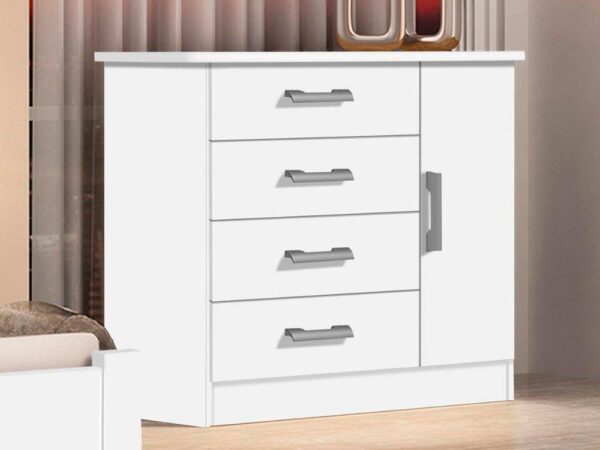 Cômoda sapateira Firenze 4 gavetas 1 porta – Branco