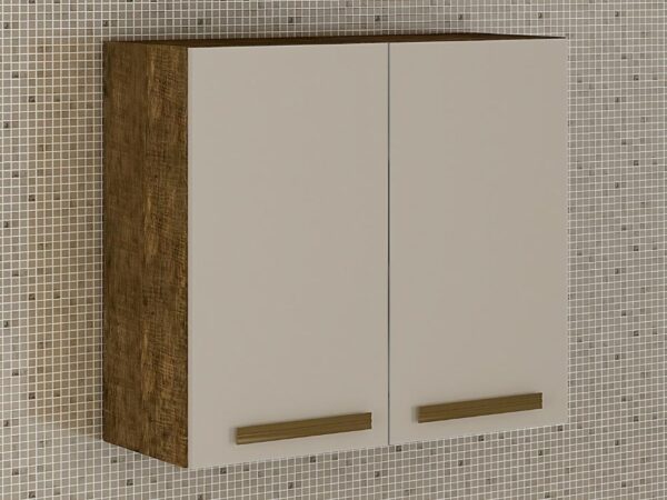 Armário de Cozinha Aéreo 2 portas Pérola REF 800 – Ipê/Off white