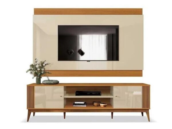 Rack Com Painel Legacy 2.0 75" – Off White/Cedro