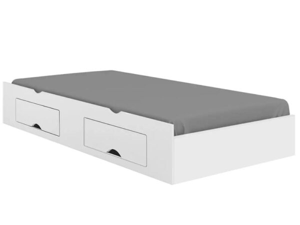 Cama Auxiliar solteiro com 2 gavetas – Branco