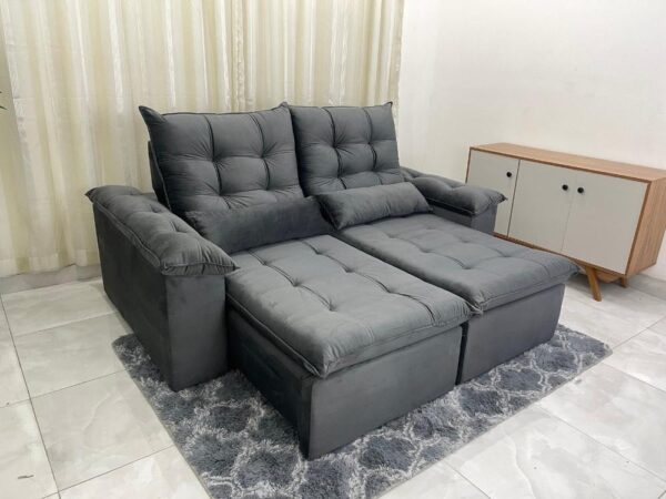 Sofá Retrátil e Reclinável Alemanha 2.00m – Cinza Veludão