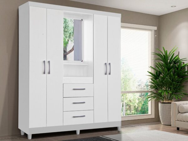 Guarda-Roupa Capelinha Lyon 4 portas com espelho – Branco