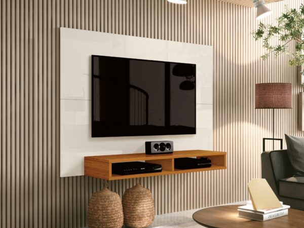Painel Fox 43" – Off white/Cedro