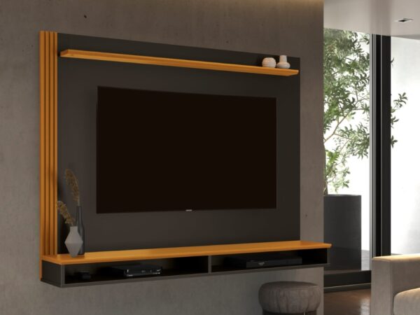 Painel Davos 55" – Preto/Cedro