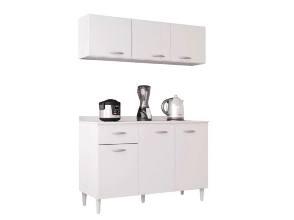 Combo Balcão com tampo e Aéreo Poquema 1,20 - Branco