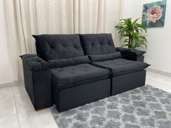 Sofá Retrátil Reclinável Las Vegas 2.30m –  Preto Veludão