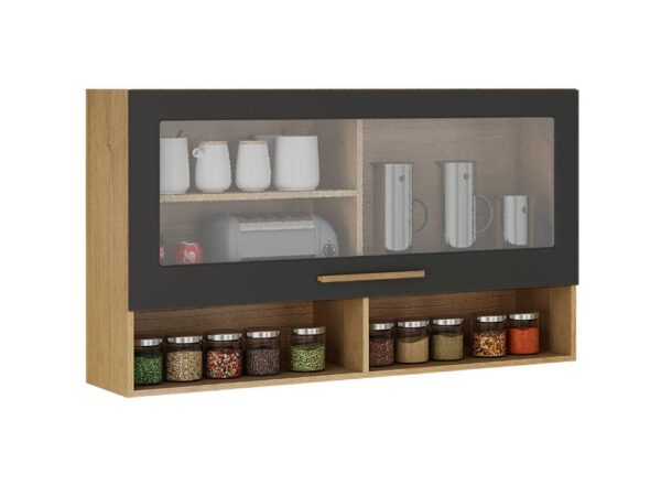 Armário de Cozinha Aéreo 1 porta Pérola REF 1200 – Cinamomo/Grafite