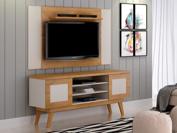 Rack Detroit Com Painel América 65" – Cinamomo/Off White