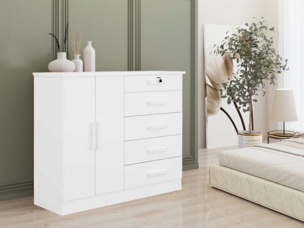 Cômoda Sapateira New Athos 5 gavetas 2 portas – Branco