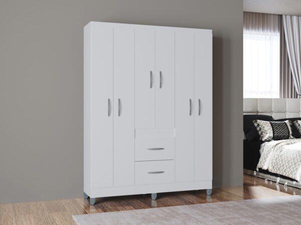 Guarda-Roupa Milão 6 Portas e 2 Gavetas – Branco
