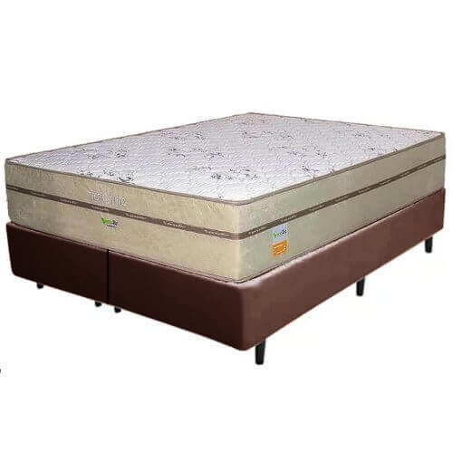 Colchão Queen Toronto + Base Box Simples Avalon Corino Marrom – ECOTEC