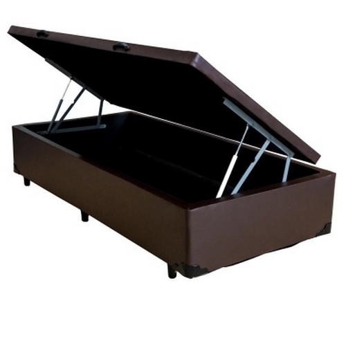 Base Box Solteiro Baú Avalon Corino Marrom - AVALON COLCHÕES