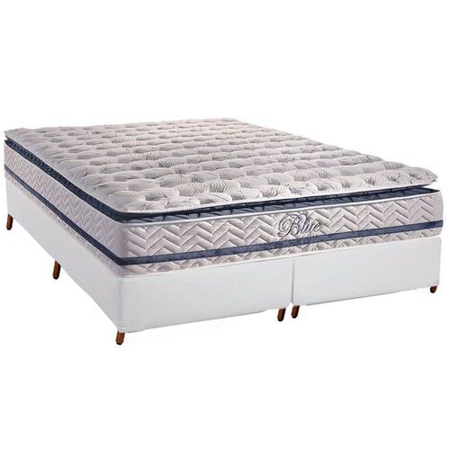Colchão Queen Blue + Base Box Simples Avalon Branco – PAROPAS + AVALON