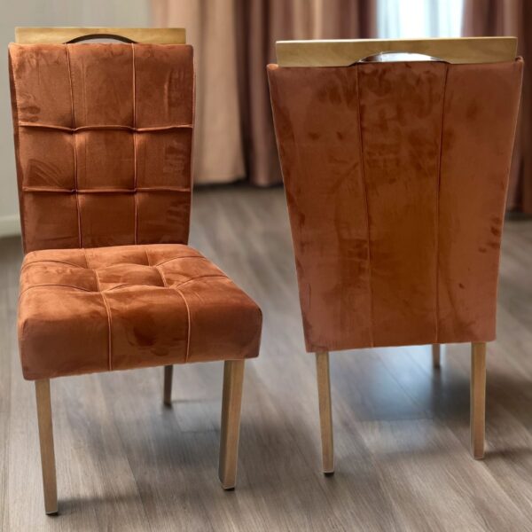 Kit 2 Cadeiras Sophia/Capri  Mel/Veludo Terracota – WM DECOR