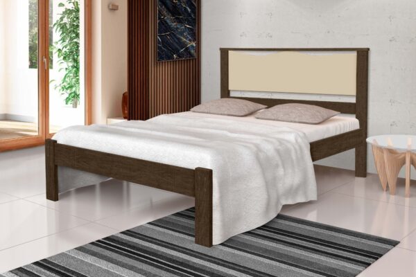 Cama Casal Isabela Ipê Demolição/Off White/Ipê Demolição - LUKE MÓVEIS