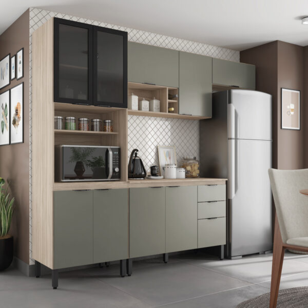 Cozinha Completa Firenze Avena Touch/Menta - DEMÓBILE