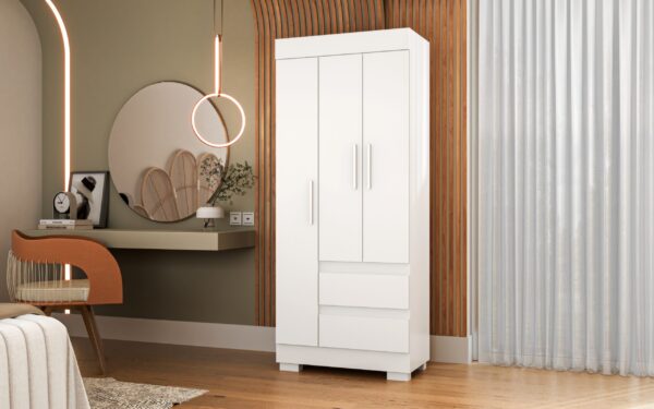 Guarda-Roupa 3 Portas Maya 0,753 m Branco - ACP MÓVEIS