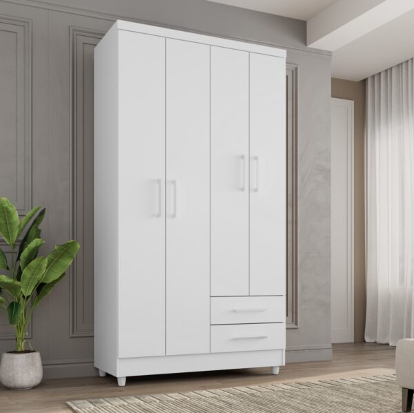 Guarda-Roupa 4 Portas Madri 0,99 m Branco - RUD RACK