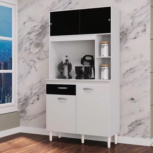 Kit Cozinha Duda 0,90 Branco/Preto - POQUEMA