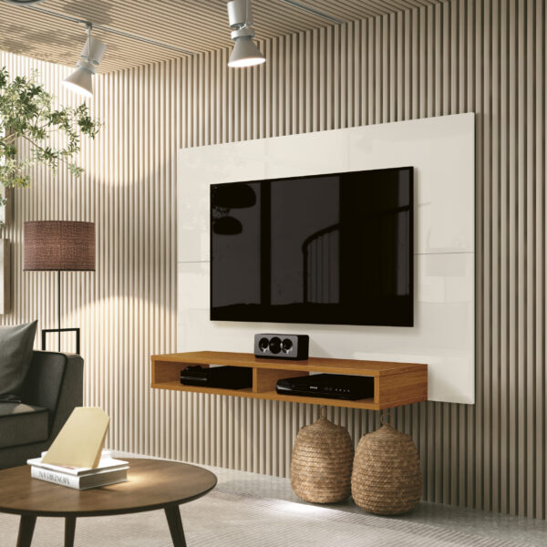 Painel até 43″ Fox New Off White/Cedro – EDN MÓVEIS