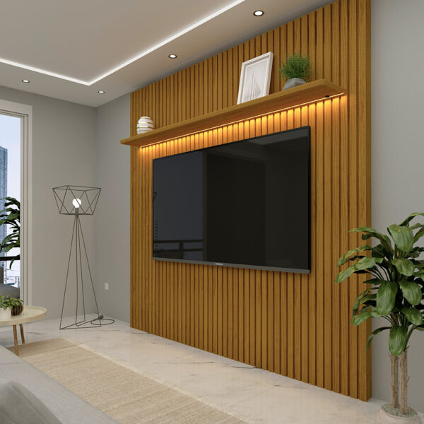 Painel até 75" Nobre Ripado 185 Naturale - GELIUS