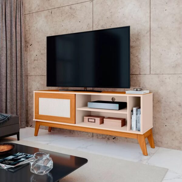 Rack até 55" Cayman Off White/Cedro - EDN MÓVEIS