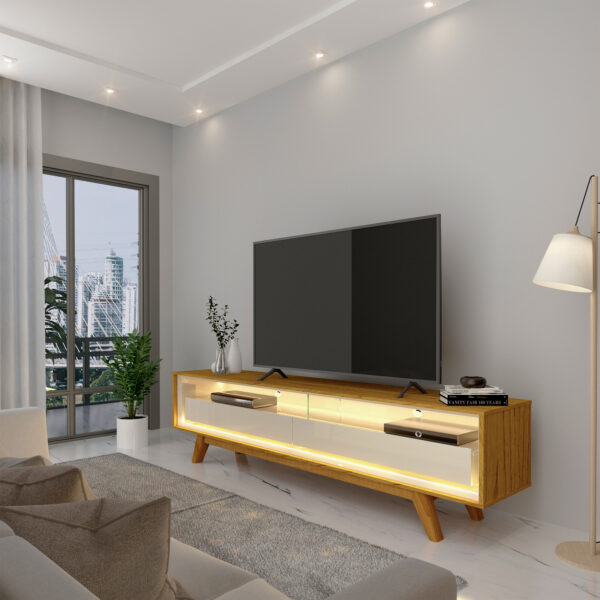 Rack até 65" Requinte 172 Naturale/Off White - GELIUS