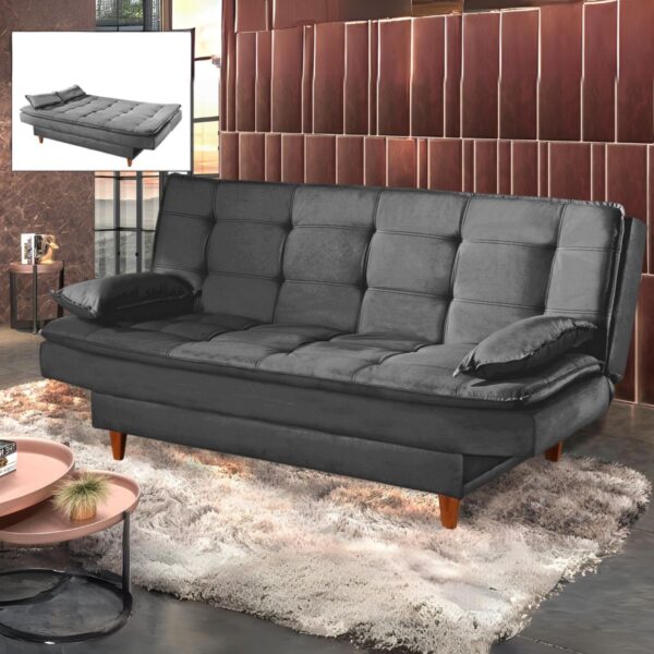 Sofá Cama Premium 1,80 m Cinza - LUXURY ESTOFADOS