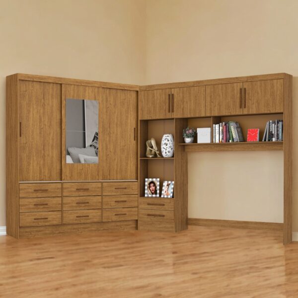 Modulado 4 Portas + Guarda-Roupa 3 Portas Sevilha Cinamono – CARIOCA MÓVEIS