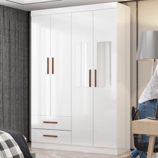 Guarda-Roupa 4 Portas Hércules 1,185 m Branco - CARIOCA MÓVEIS