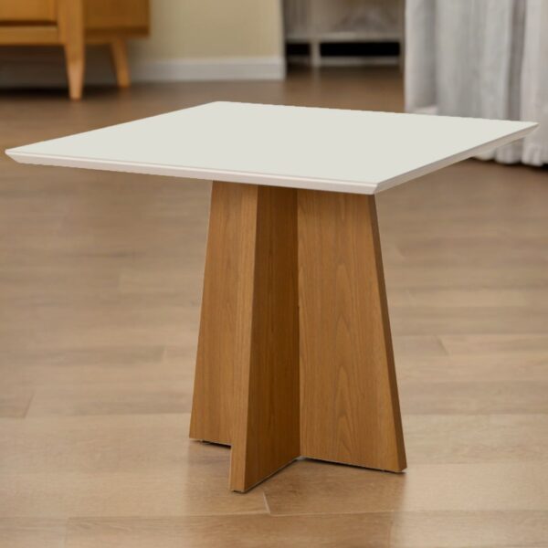 Mesa Dasala 120 Canto Reto Imbuia Mel/Off White - CARVALHO DECOR