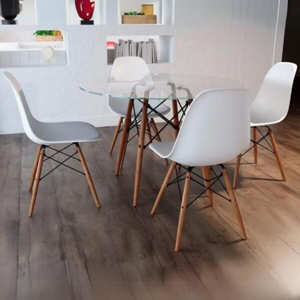 Mesa Redonda DKR 90 com 4 Cadeiras DKR PP Branco - OR DESIGN