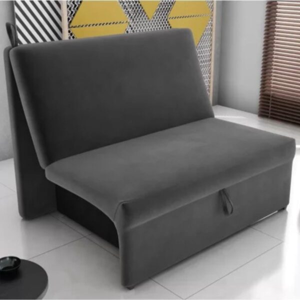Sofá Cama Malu Veludinho Cinza 250 - MATRIX ESTOFADOS