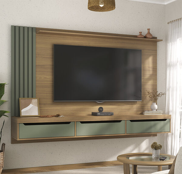 Painel até 75" Presence Carvalho/Menta - ARTELY