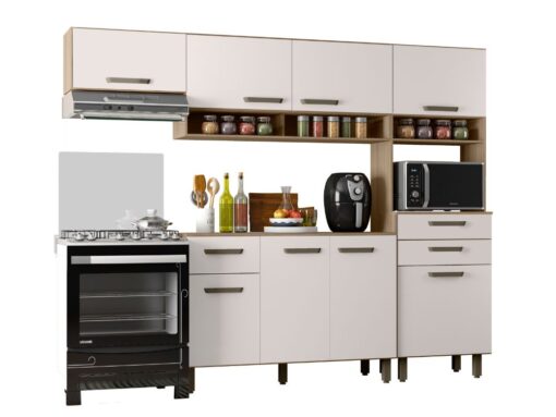 Cozinha Completa Siena 4 peças - Carvalho/Off White