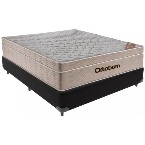 Colchão Casal Airtech Springpocket + Base Box Simples Corino Preto – ORTOBOM + BIOSTAR