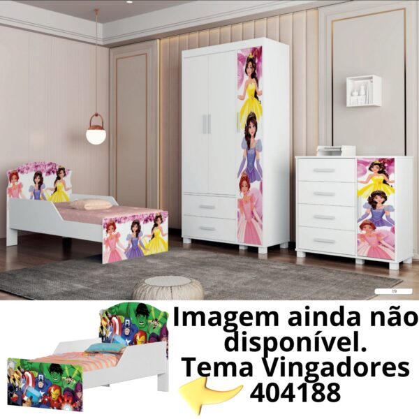 Guarda-Roupa 3 Portas Lívia + Cômoda Lívia + Mini Cama Juvenil Lívia (Menino) Vingadores 404188 - MADEC/VJ MÓVEIS