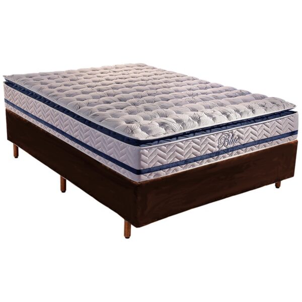 Colchão Casal Blue + Base Box Simples Marrom - PAROPAS + BIOSTAR