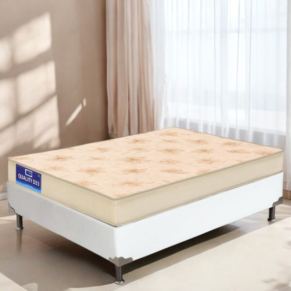 Colchão Casal Quality D33 14 cm + Base Box Simples Corino Branco – ORTHOPRIME + BIOSTAR