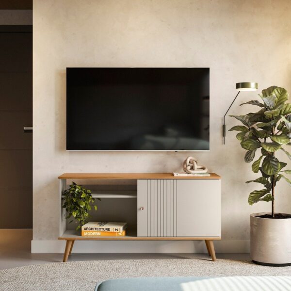 Rack até 50" Rubi Nature/Off White - LINEA BRASIL