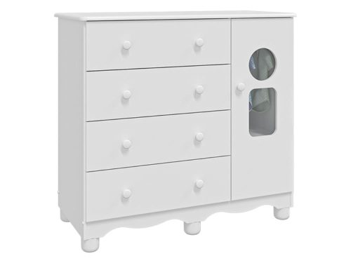 Cômoda Tedy 1 Porta 4 Gavetas - Branco