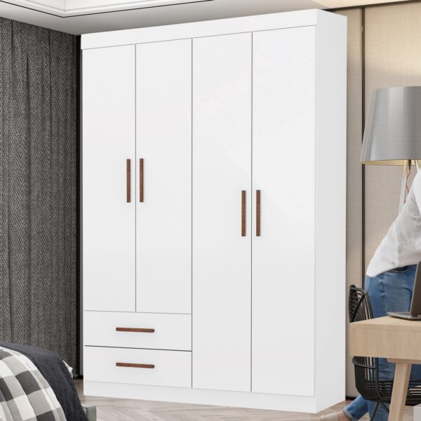 Guarda-Roupa 4 Portas Hércules 1,185 m (Sem Espelho) Branco - CARIOCA MÓVEIS