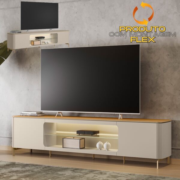 Rack até 85" Santorini Off White/Tauari Fosco - LINEA BRASIL