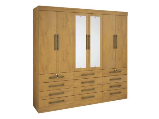 Guarda-Roupa Mônaco c/ espelho 6 portas e 12 gavetas - Cinamomo