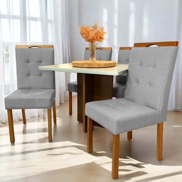 Mesa Salinas 90 Cinamomo/Off White com 4 Cadeiras Sophia Linho Cinza Grafite 202 – AVALON DECOR + WM DECOR