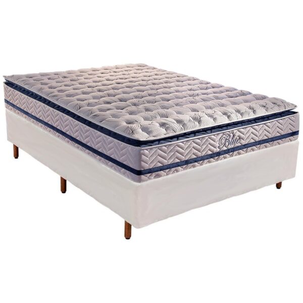 Colchão Casal Blue + Base Box Simples Branco - PAROPAS + BIOSTAR