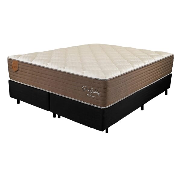 Colchão Queen Pro Quality C D28 + Base Box Simples Corino Preto – PRORELAX + ALTO NÍVEL CAMAS E COLCHÕES