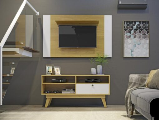 Rack Houston Com Painel América 50" - Cinamomo/Off White